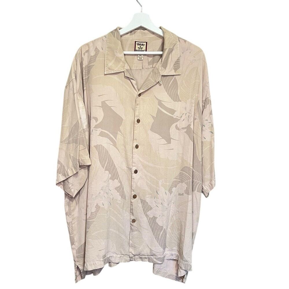 Tommy Bahama Silk Button Hawaiian XXL Mens Short Sleeve Shirt Palm Tree
